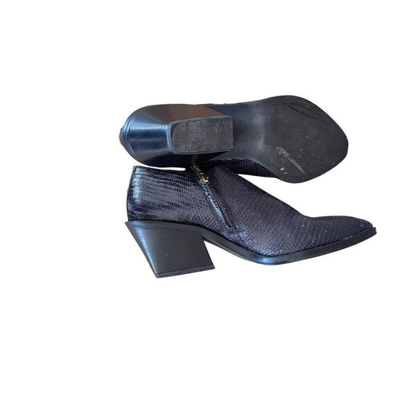 Franco Sarto Womens Black Side Zip Leather Pointed Toe Chelsea Boots Size 5 - Picture 9 of 9